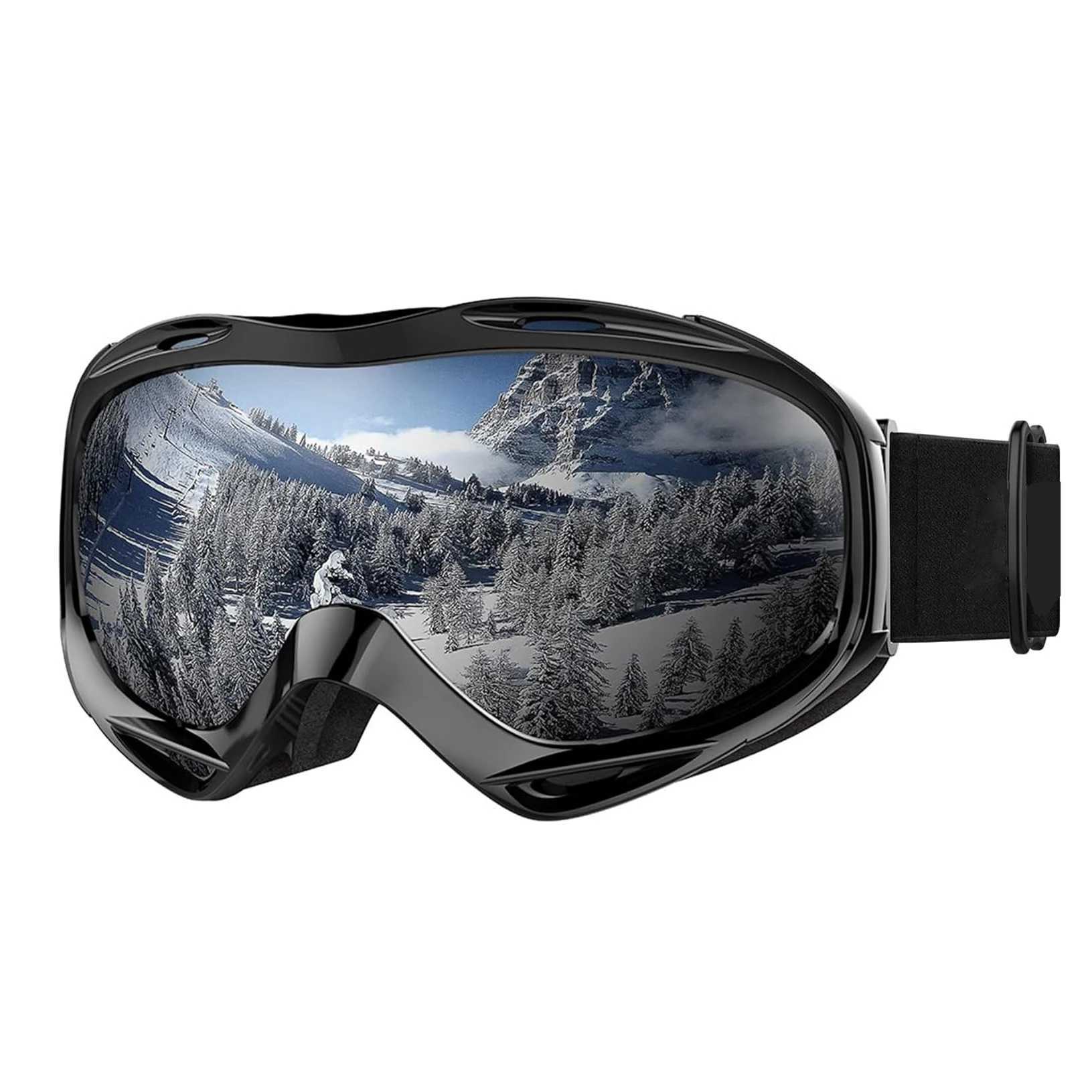 Adult skiing goggles black glass skis 100% UV protection snow double fog magnetic protection CL241010
