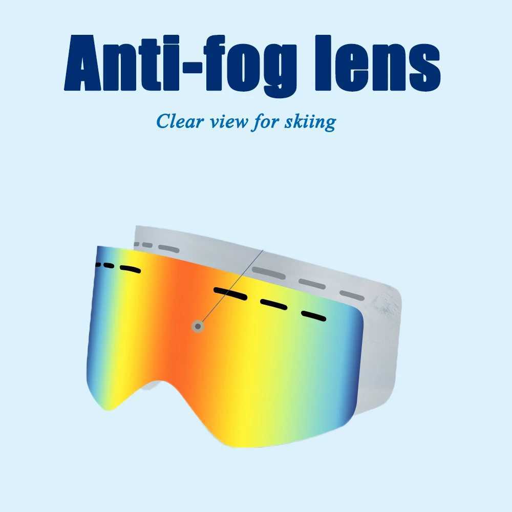 Ski goggles winter snow sports goggles with anti fog UV protection suitable for men women young people interchangeable lenses high-quality snow goggle