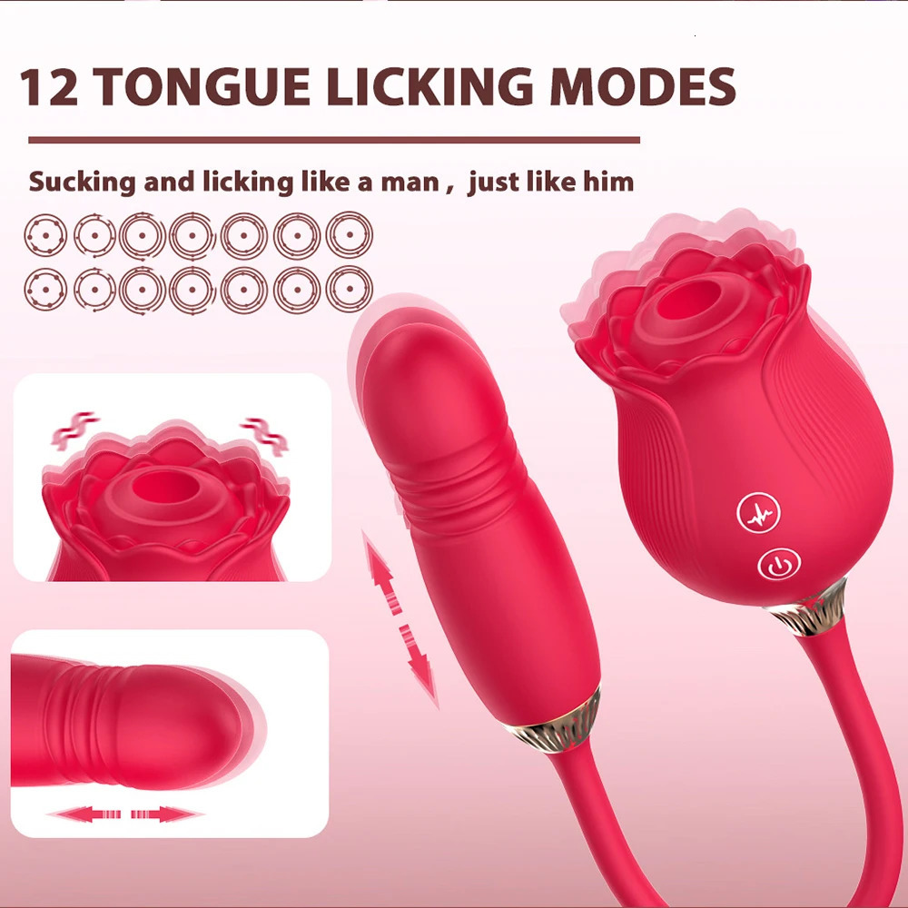 Rose Shape Vagina Sucking Vibrator Intimate Nipple Sucker Oral Licking Clitoris Stimulation Thrusting Powerful Sex Toy for Women 241010