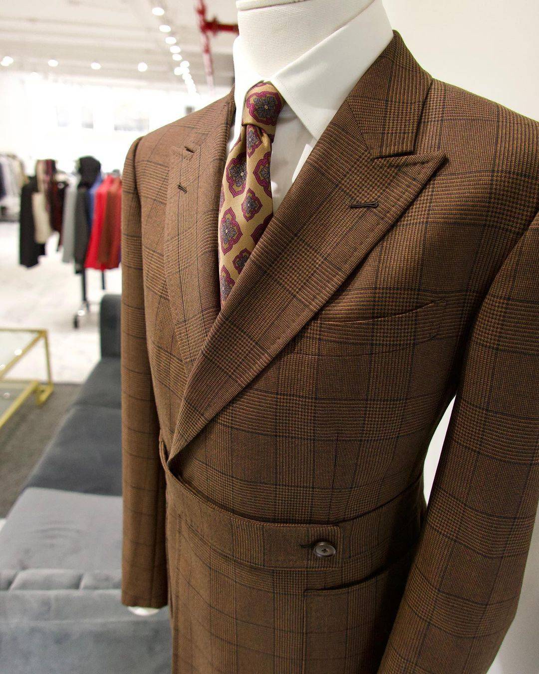 Retro Wedding Suits Peaked Lapel Jacket Men's Tuxedo Vintage Houndstooth Tailored Dinner Prom Groom Blazer Custom Made Only Coat