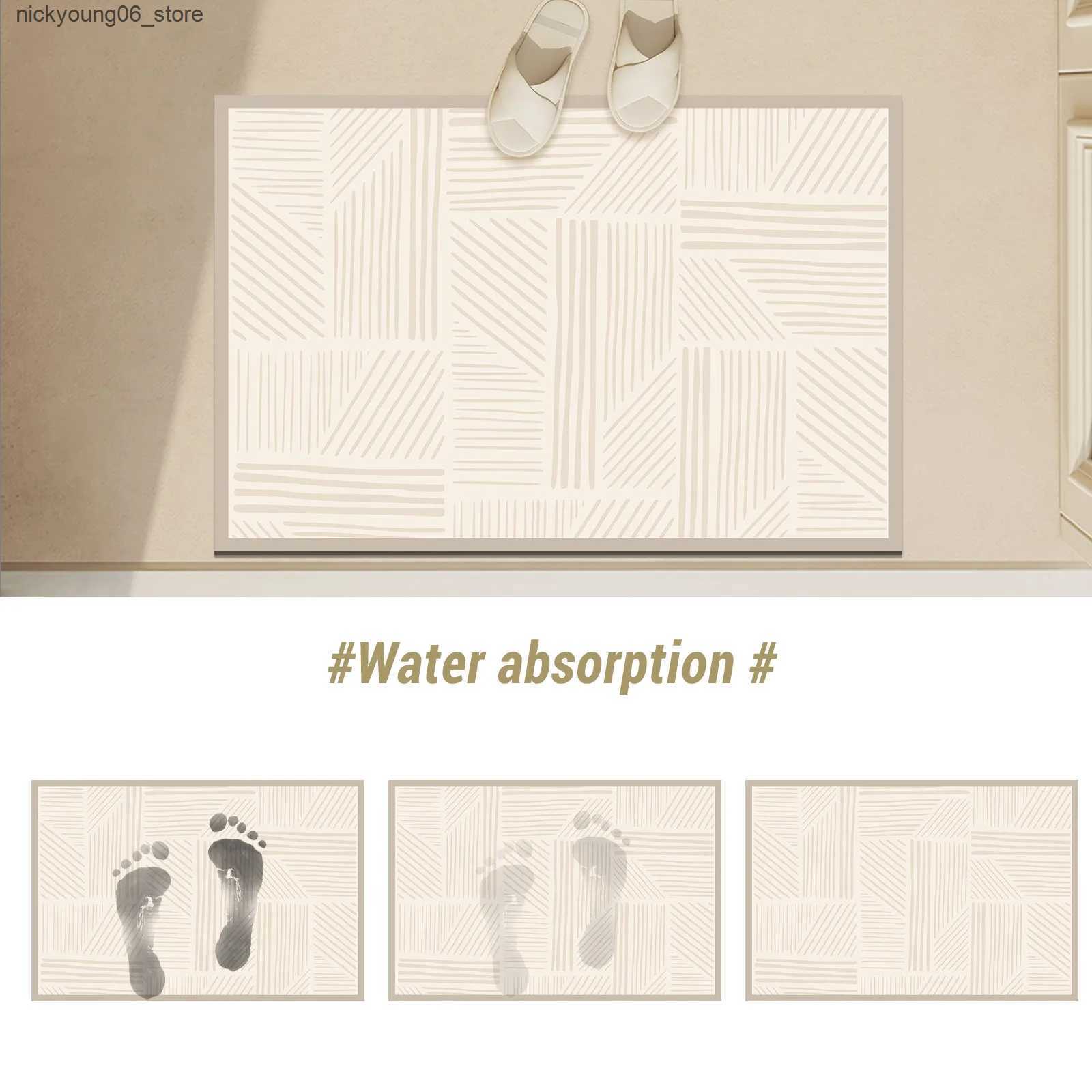 Non-Slip Bath Mats Luxury Diatomite Bath Mats Bathroom Anti Slip Foot Mat Super Absorbent Quick Dry Bathtube Carpet Toilet Rug Doormat Washable L24091