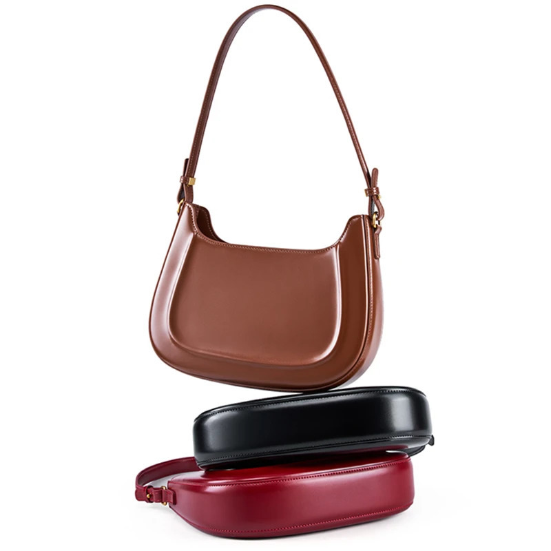 Hifashion genuine leather underwear womens bag trend half moon horizontal wallet saddle womens handbag 241008