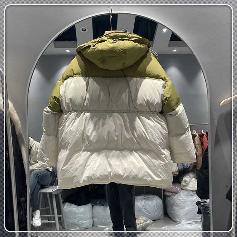 Men's Down Parkas High street Hooded 90% white duck down jacket Puffer Parkas women 2024 winter contrasting Puffer jacket warm Y241009QZT9