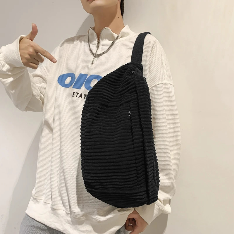 Fashion Trend Hip Pack Street Style Womens Belt Bag Neutral Hip Hop Shoulder Cross Chest Bag Corduroy Waist Bag 241008