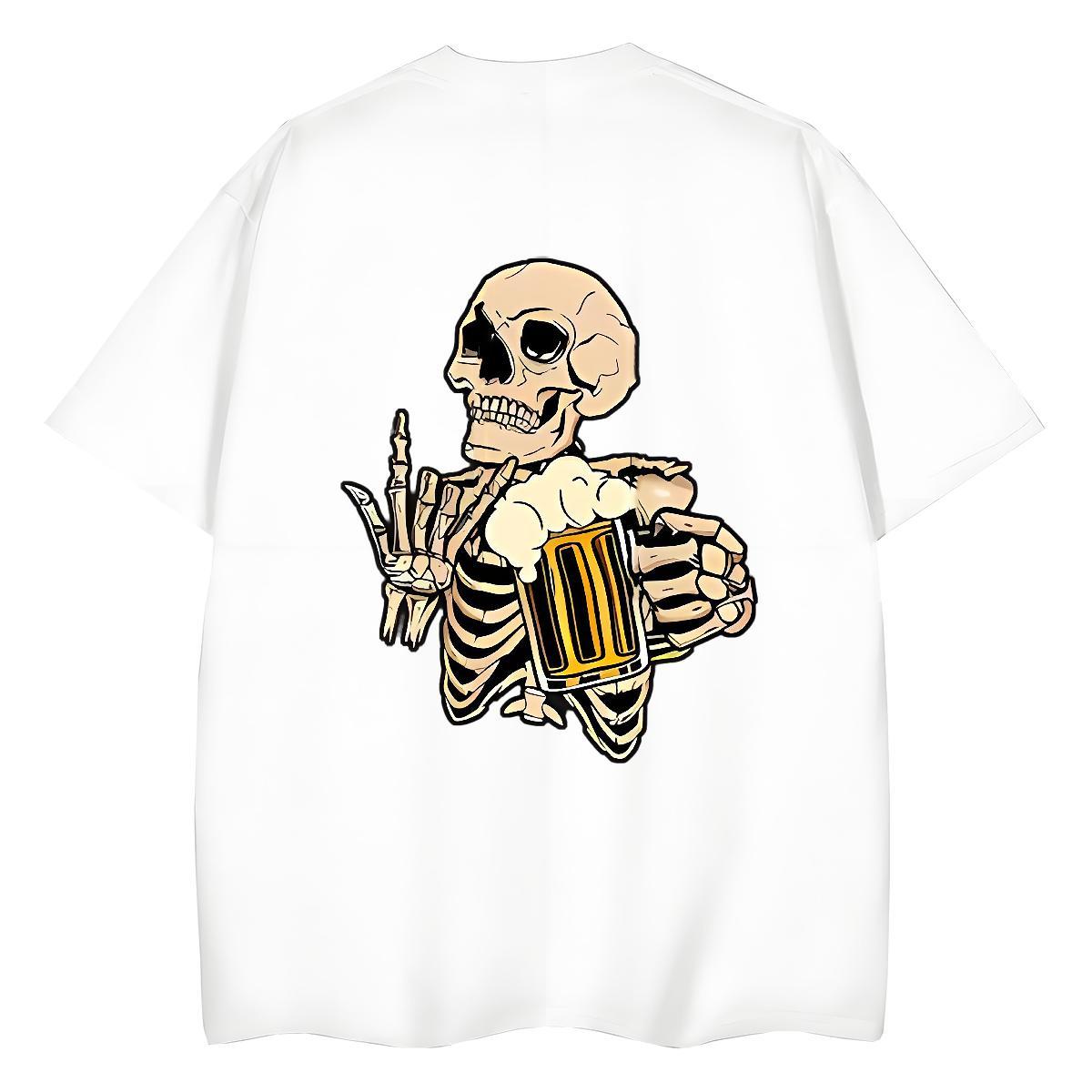 2024 T-Shirts for Women 230g Cotton Crew Neck Hip Hop skull Lady T shirt Loose Graphic Tshirts