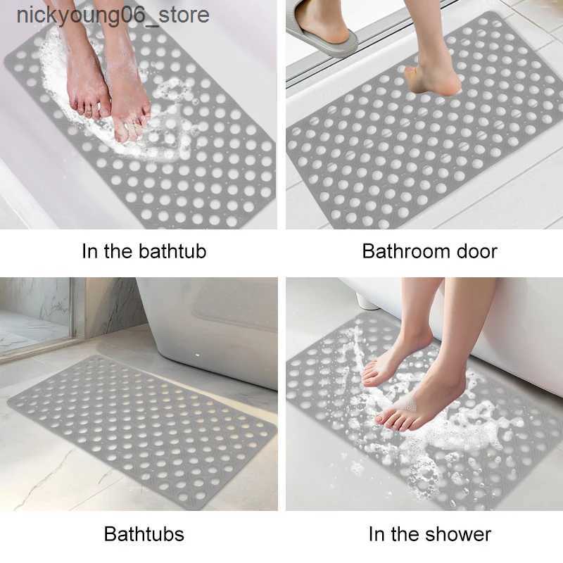 Non-Slip Bath Mats 1pc PVC Non-slip Bathroom Mat Quick Dry Foot Massage Waterproof Shower Mat with Suction Cup Soft And Comfortable bathtub Mat L24091