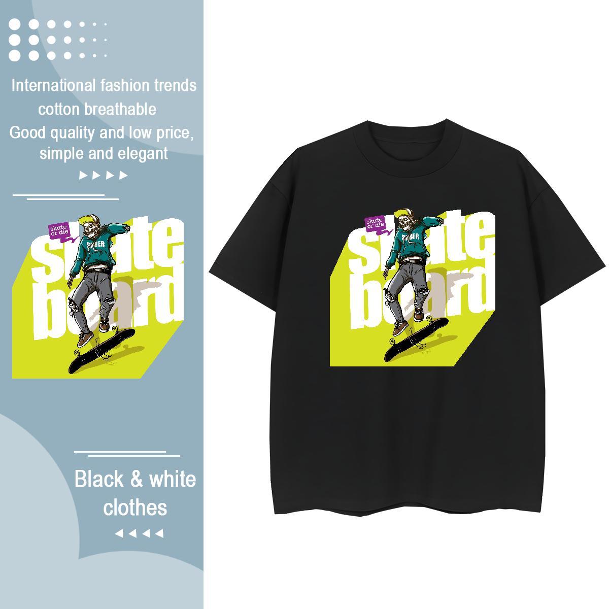 Classic T Shirt For Woman 230g Pure Cotton Breathable Short Sleeve Casual Daily Wear skull Women Tshirts Designer Nice Custom Print Oversized Tops Shi