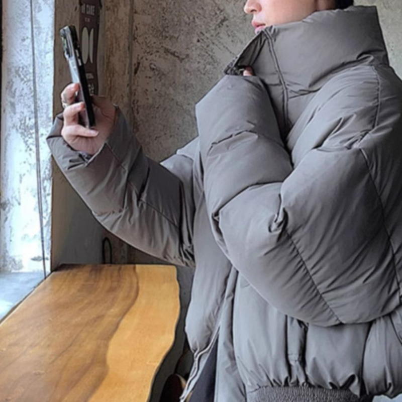Short Stand-Collar Padded Autumn Winter Loose Versatile Trendy Men's Jacket Korean Style High-End Personalized Parkas