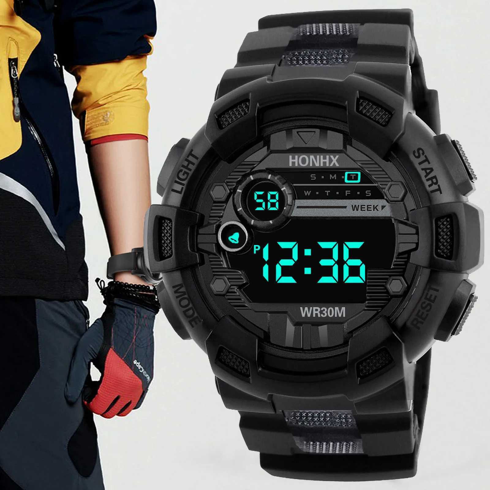 Men Watch Military Big Number Watch 2022 Popular Fitness Sports Watch Shockproof Waterproof Multi-function Outdoor Digital WatchX241010