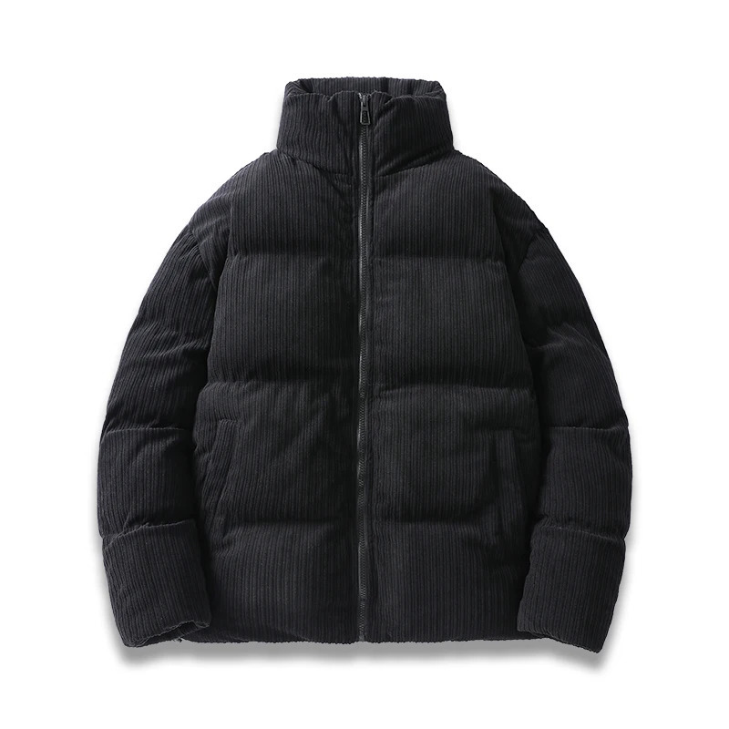 HNDTAZ mens winter jacket Corduroy cotton pad warm park autumn inflatable jacket mens retro mens stand up collar windbreaker 241007