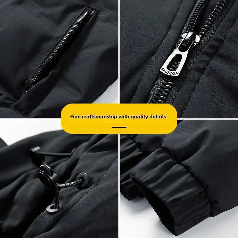 Men's Down Parkas New Winter Down Coat Mens Detachable Hooded Grey Duck Feather Jacket Warm Anti-cold For Middle-aged Elderly Men Y241009CVYB