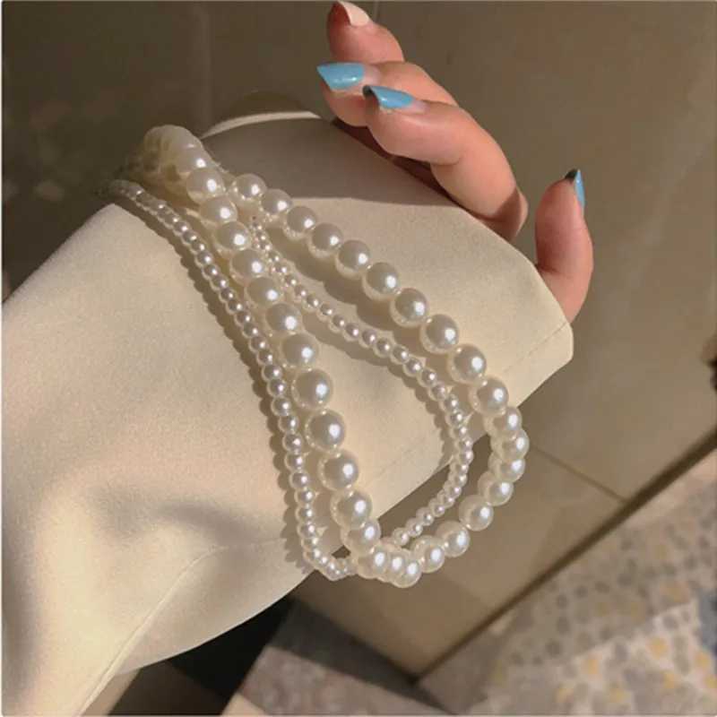 Korean Fashion Double Layer Pearl Necklace Women Personality Necklace Wedding Jewelry Birthday Anniversary Gift Collares MujerX241009