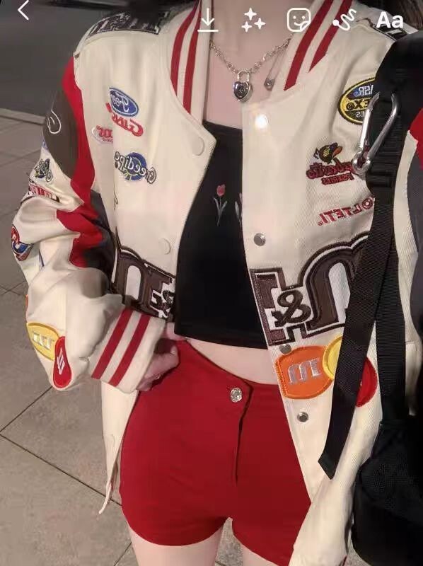 Men's and women's spring clothing, high street heavy industry embroidery splicing, baseball jacket, men's and women's hip-hop loos