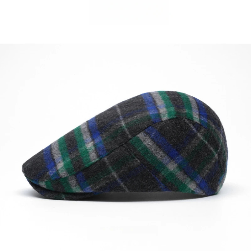 Unisex checkered sboy hat with retro style wool blend beret mens and womens colorful autumn winter accessories 241009