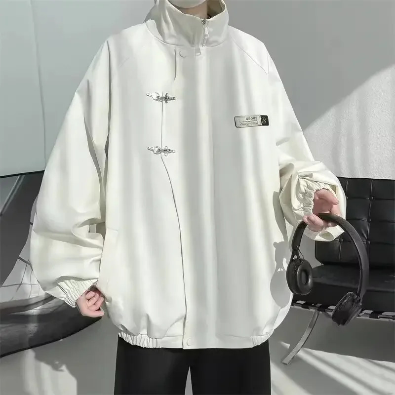 Spring and Autumn Mens and Womens Korean Metal Buckle Long Sleeve Jacket Fashion Couple Internet Celebrity Same Style Casual Jacket 241007