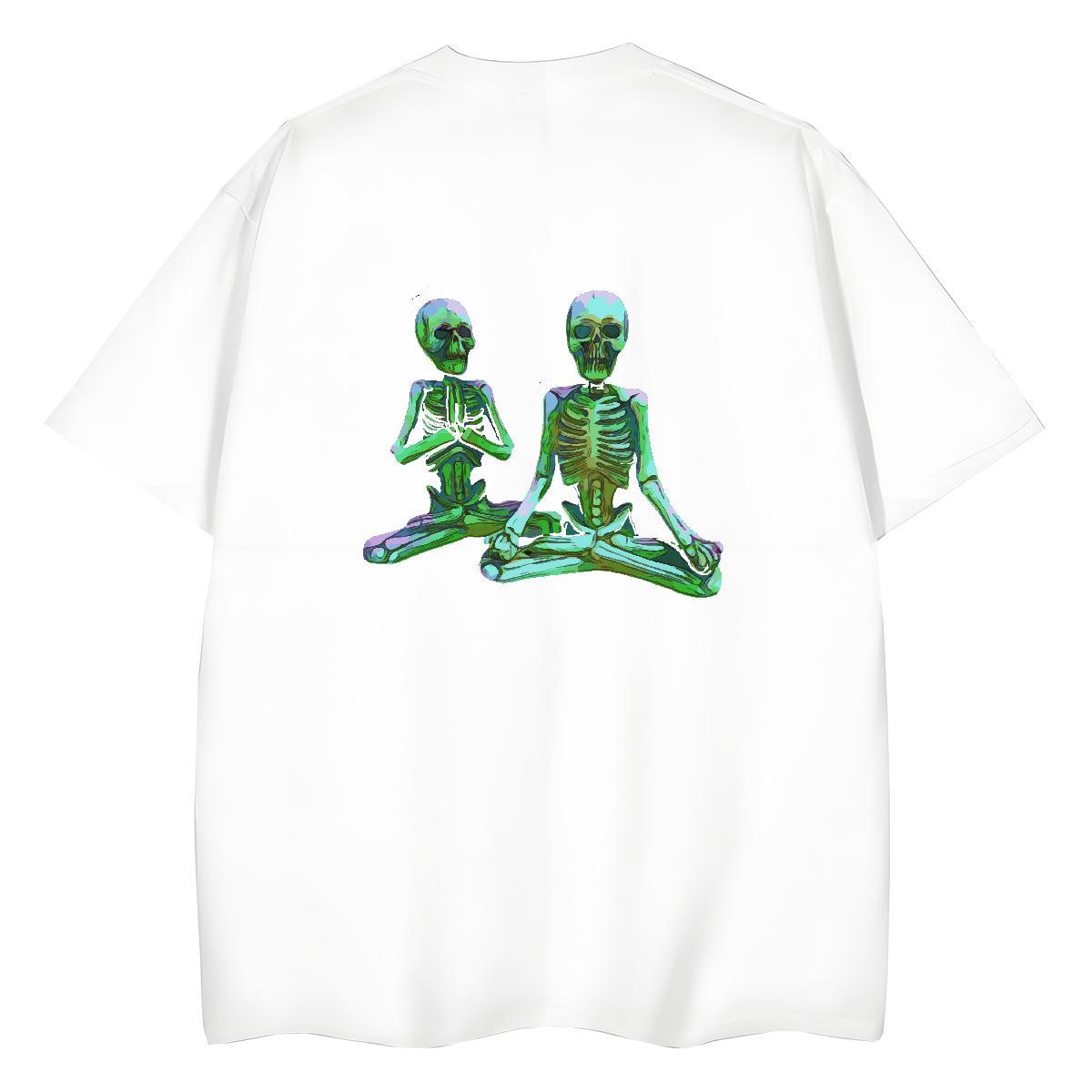 TOP Quality T-Shirts for Women 230g 100% Cotton Round Neck Short Sleeve Outdoor skull Tshirt for Man Woman Brand Cartoon Printing L-4XL Tops Tees