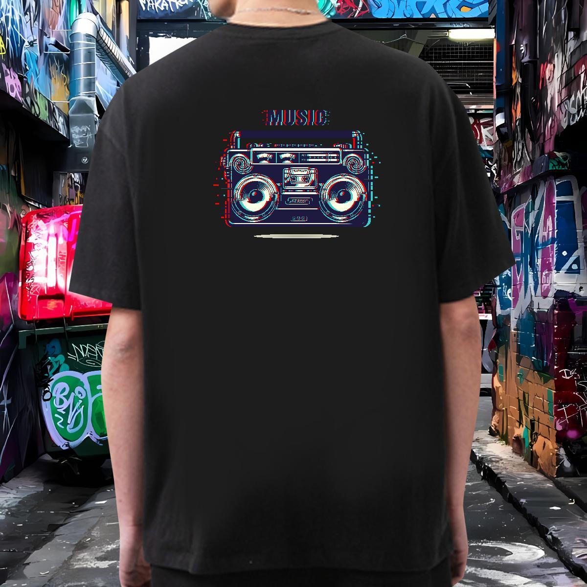 Loose Fit Mens T Shirts 230g Pure Cotton radio Casual Daily Wear Customized Crew Neck Breathable Mens Tshirts Free Shipping Tees Shirts