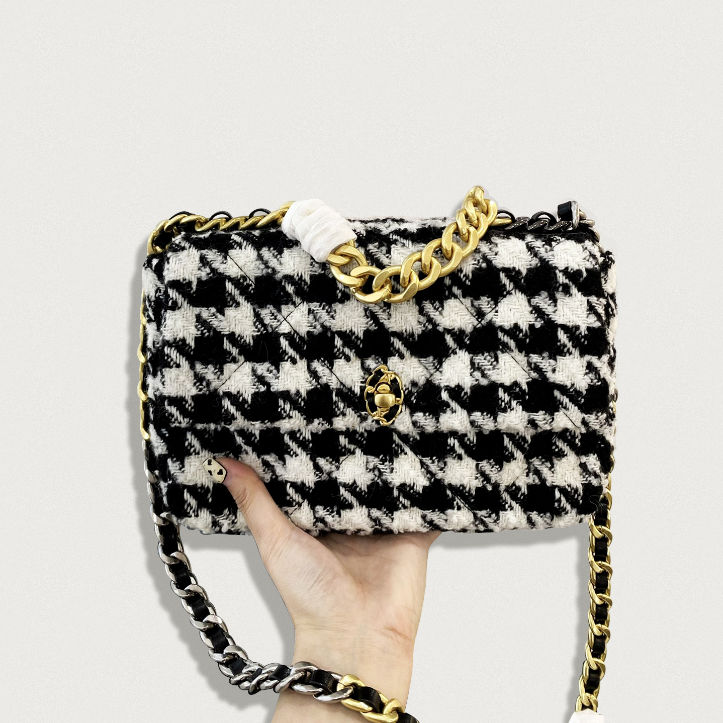 19 bag 7a Designer Fall Tweed bag New wave Shoulder Bag for women Fashion flap crossbody bag Korean Style Tweed Quilted Purses Chain bag Women Luxury Clutch With box