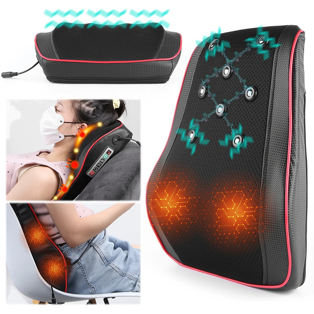 Cervical massage pillow with electric neck massager 3-speed kneading neck massager neck massager waist massage pad 241008