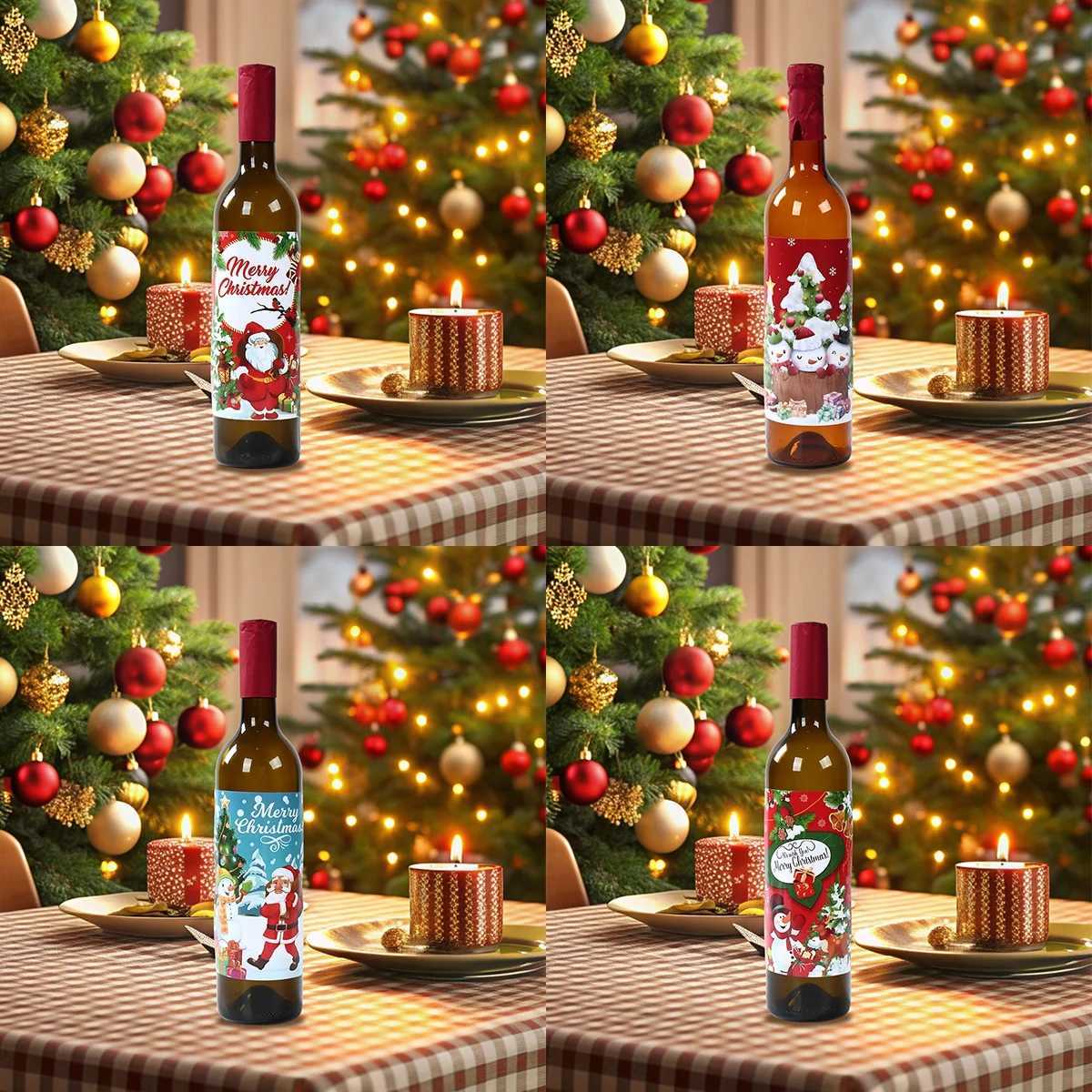 Christmas Wine Stickers Decoration Merry Christmas Home Decoration 2024 Wine Stickers Christmas Celebration Navidad New Year Gifts 2025 W241008