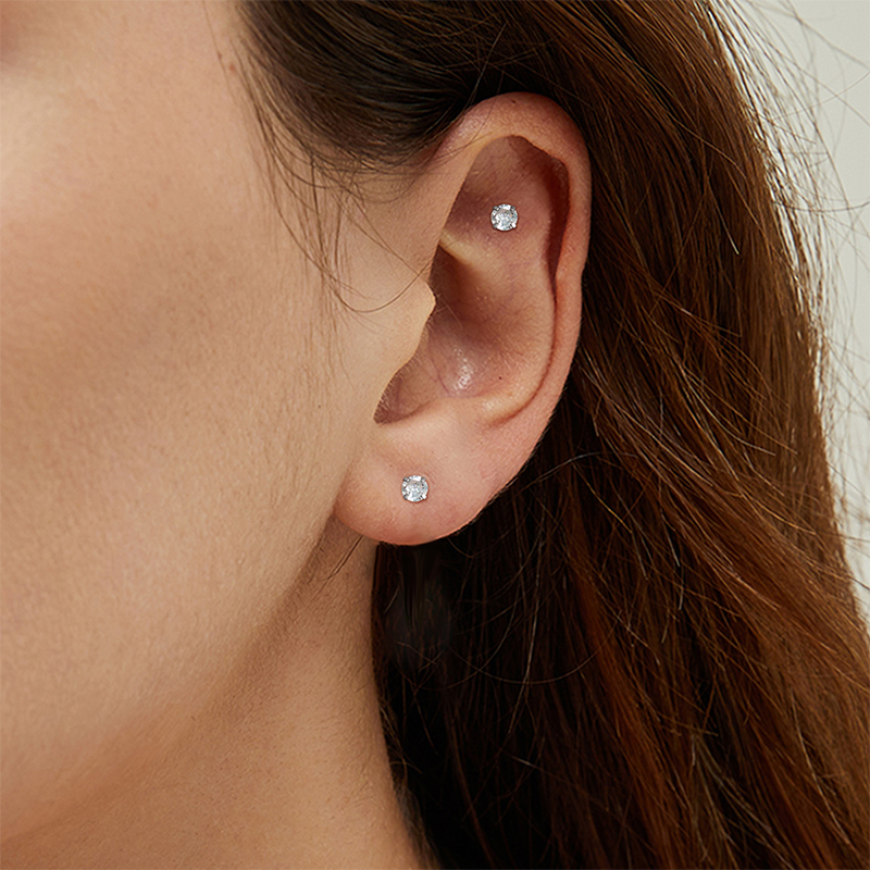 Earrings TUPMI CZ Screw Back Cartilage Earrings for Women,Tiny Silver Flatback Cubic Zirconia Stud Earrings Helix Earrings Cartilage Piercing Jewelry 
