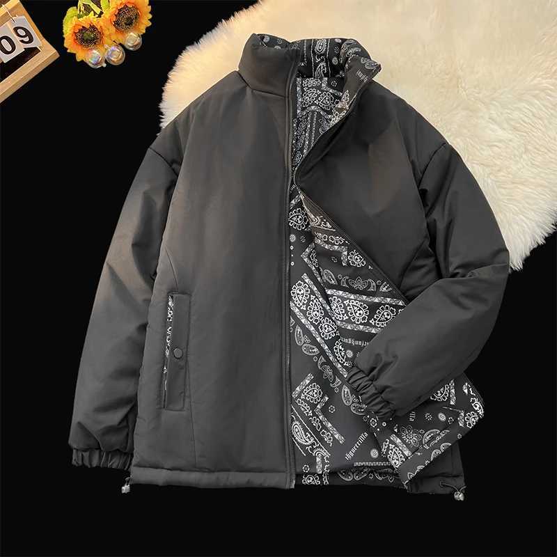 Men's Down Parkas Winter Warm Thicken Coat Harajuku Fashion Worn on Both Sides Parkas Strtwear Trend Winter Jackets Casual Warm Puffer Jacket Y24