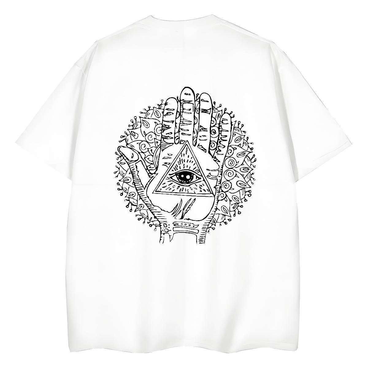 2024 Womens T Shirts 230g Cotton Breathable Crew Neck Daily Outfit eye of the devil Women Tees Designer Nice Anime Oversized Clothings