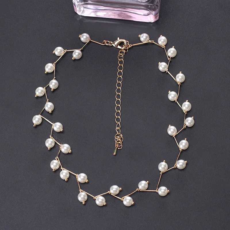 Wus 2022 Imitation Pearl Clavicle Chain Neckband Simple Short Necklace Womens Jewelry Korean Collar Neckband WholesaleX241009