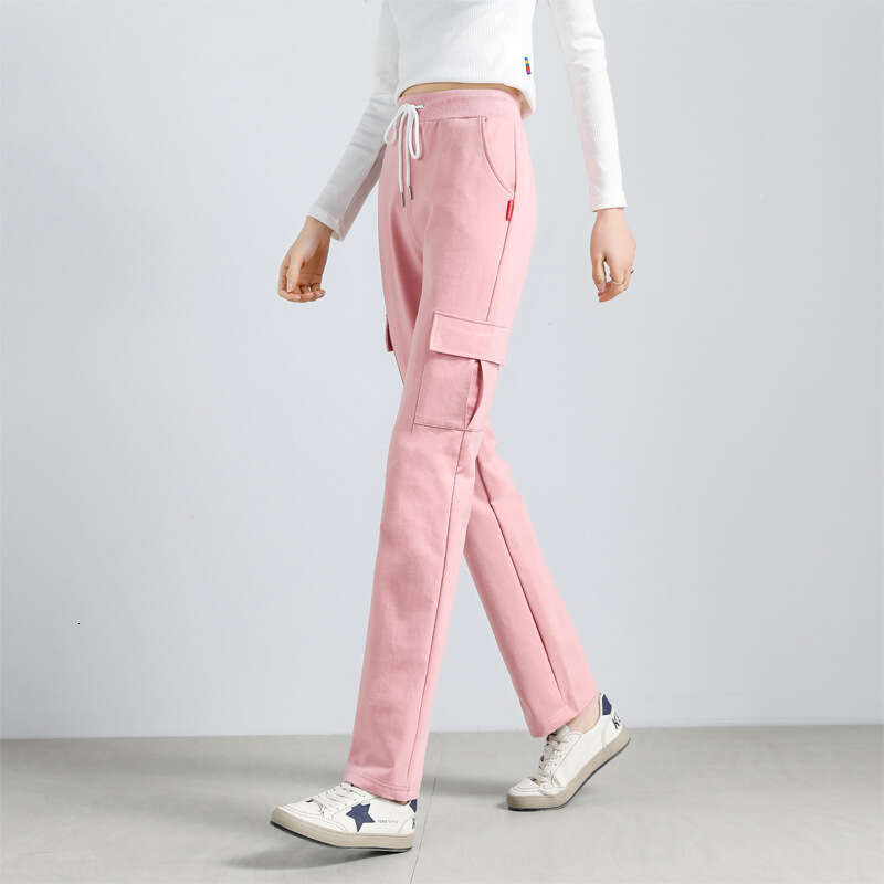 Work for Women in Spring Autumn 2022 New Style Slim High Waisted Small Loose Straight Leg Sports and Leisure Pants Printing Solid Color All-match Mode