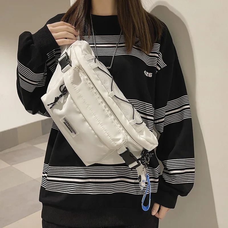 Street Hip Hop Waist Bag High Capacity Neutral Chest Bag Shoulder Bag Fashion Trend Fanny Bag Womens Nylon Belt Bag Wallet 241008