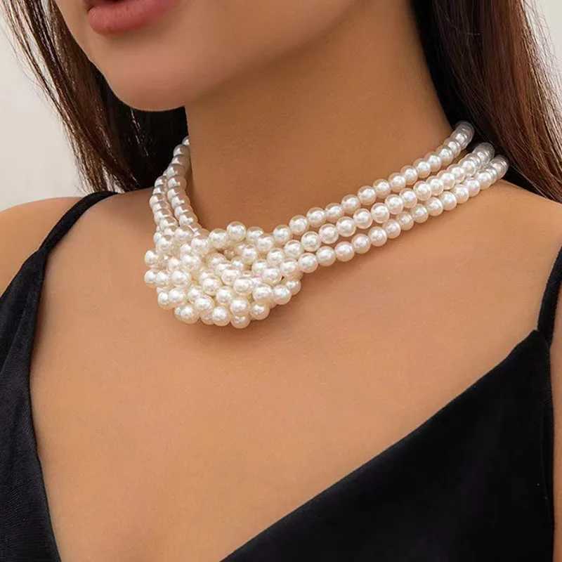 Necklace Choker Pearl Chain Women Girls White And Black Plating Fashion Jewelry Hot Sale Party Gift 2024 New Style HN24140X241009