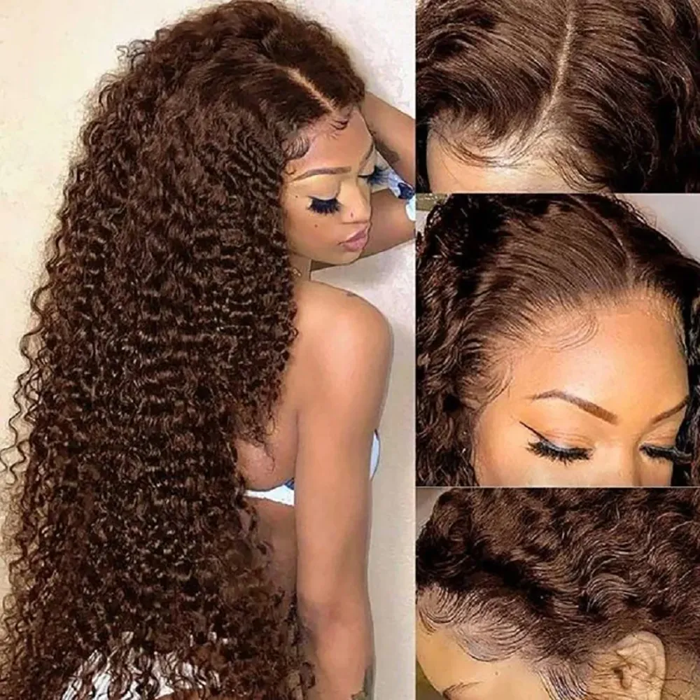 26 inch Black Women's lace front wig Simulation human hair glueless wig Fashion Brown Long Curled Hair Women's Small Curled High Temperature