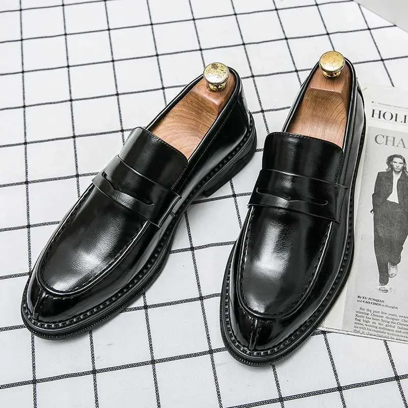 Premium Sier Business Mens Oxford Leather Brand Loafers Slip On High Quality Wedding Soft Sole Dress Shoes H240709 241122
