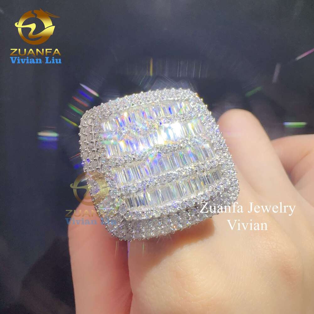 Hip Hop Sterg Sier Vvs Moissanite For Men Dia Gold Plated Custom Iced Out Jewelry Ring