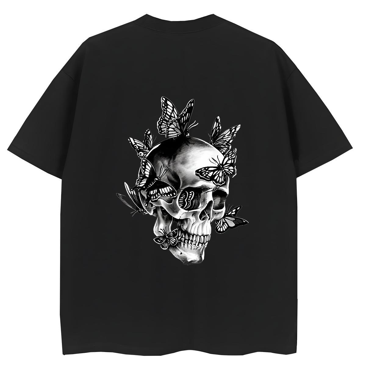 Fashion Casual Woman T Shirts 230g 100% Cotton Breathable Crew Neck High Street Hip Hop skull Tshirt for Man Woman Popular Plus Size Cartoon Top Tees