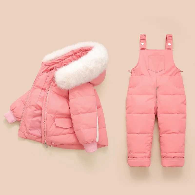 Down Coat Children Winter Down Jacket + jumpsuit 2pcs s Toddler Girl Boy Clothes coat pants Suit Warm parka Baby Overalls Clothing Sets H241010