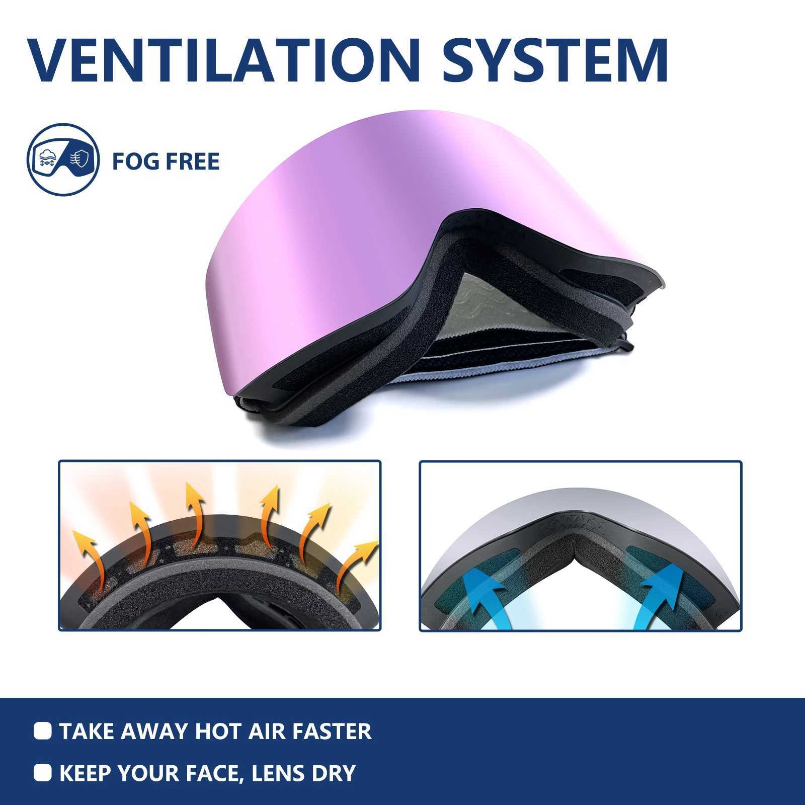 Vozapow professional large ski mask ski goggles double-layer lens anti fog UV400 glasses ski board mens and womens snow goggles CL241010