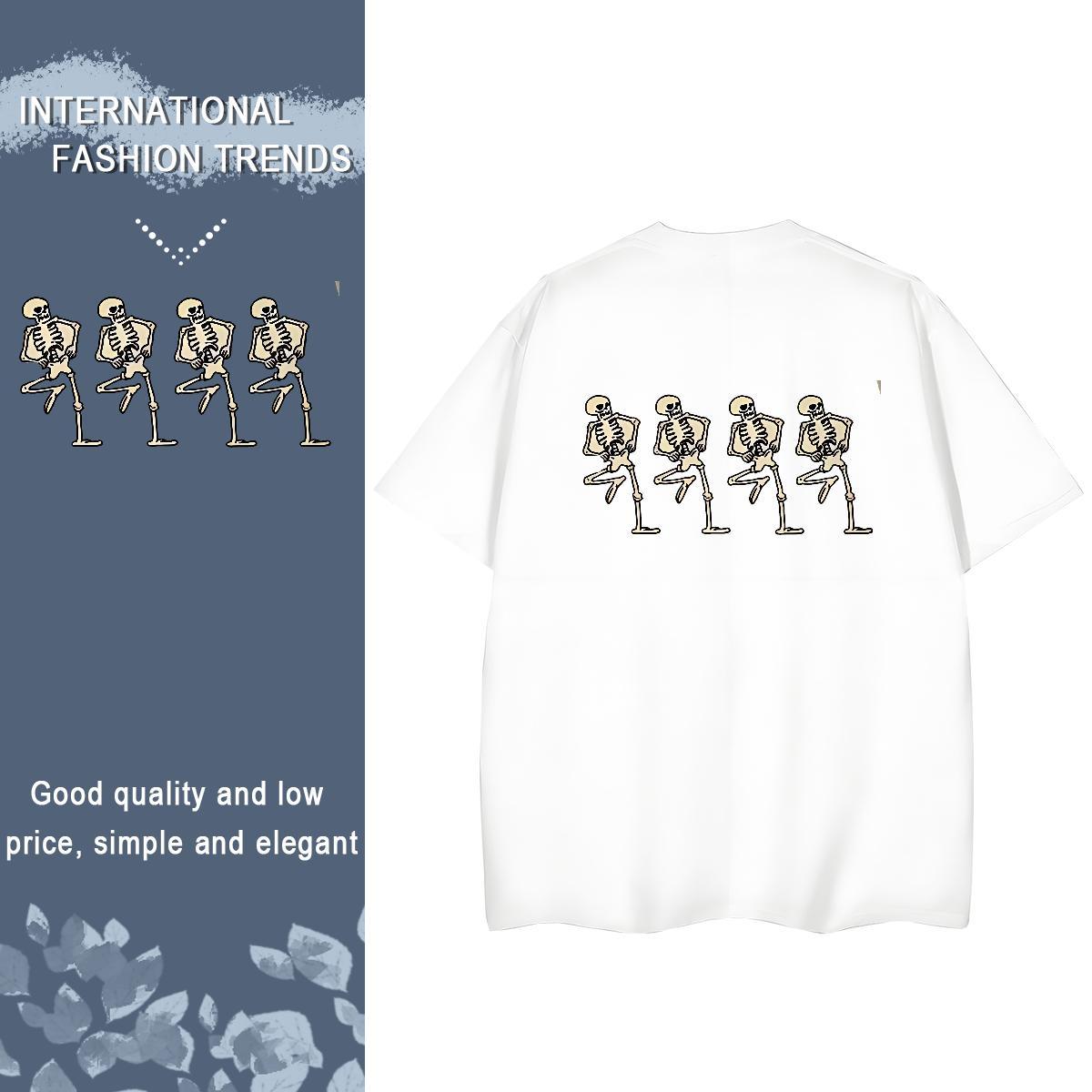 Stylist T-Shirts 230g 100% Cotton Round Neck Short Sleeve Daily Outfit skull Unisex Tshirts Soft Plus Size Custom Top Shirts