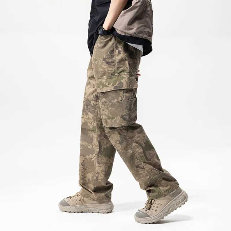 Desert Camouflage Overalls Mens 2024 New Loose Straight Fashion Mens High end Street Korean Casual Pants W241009