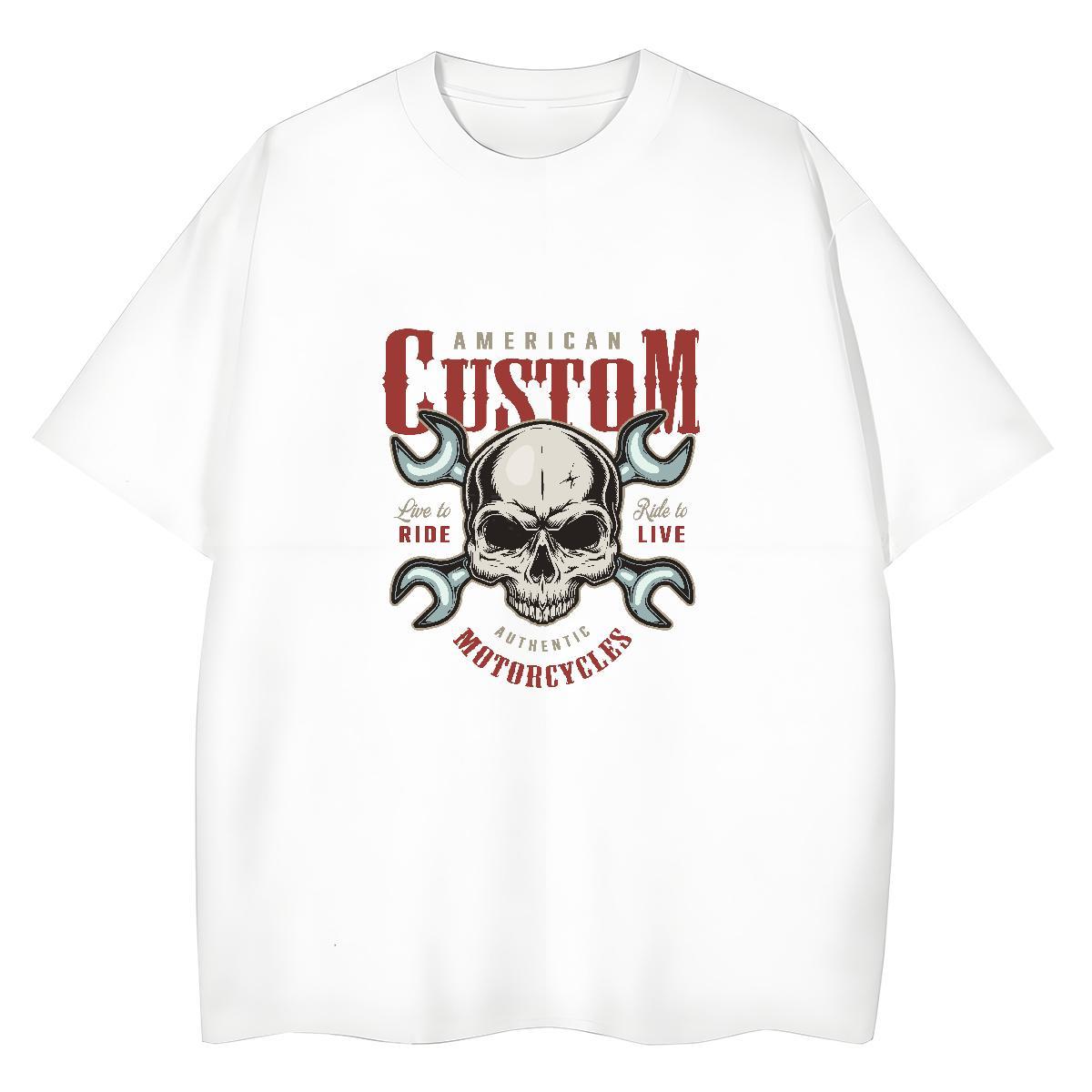 2024 T-Shirts for Women 230g Cotton Short Sleeve O-Neck Outdoor skull Lady T shirt Unisex Customized Tee Shirt