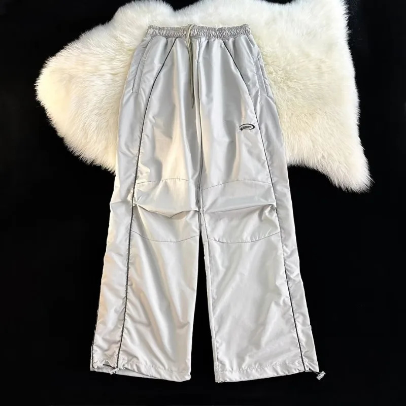 American ultra-fine mens casual track luggage cargo pants wide leg street wear sports pants Techwear Korean Y2K pants mens clothing 240930