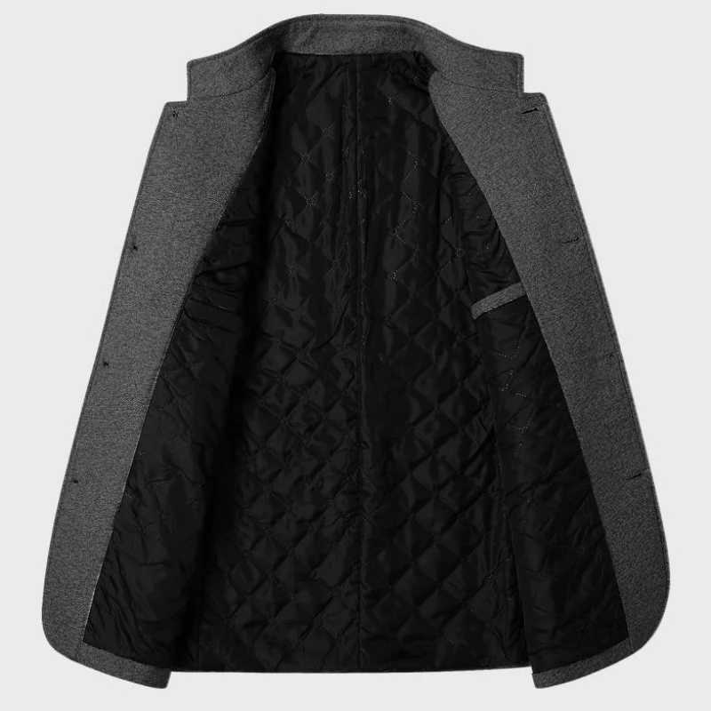 Winter Mens Woolen Coat Slim Fit Jackets Casual Fleece Lined Thick Warm Jacket Overcoat Windbreaker Wool Long Trench Pea Coat LX241010