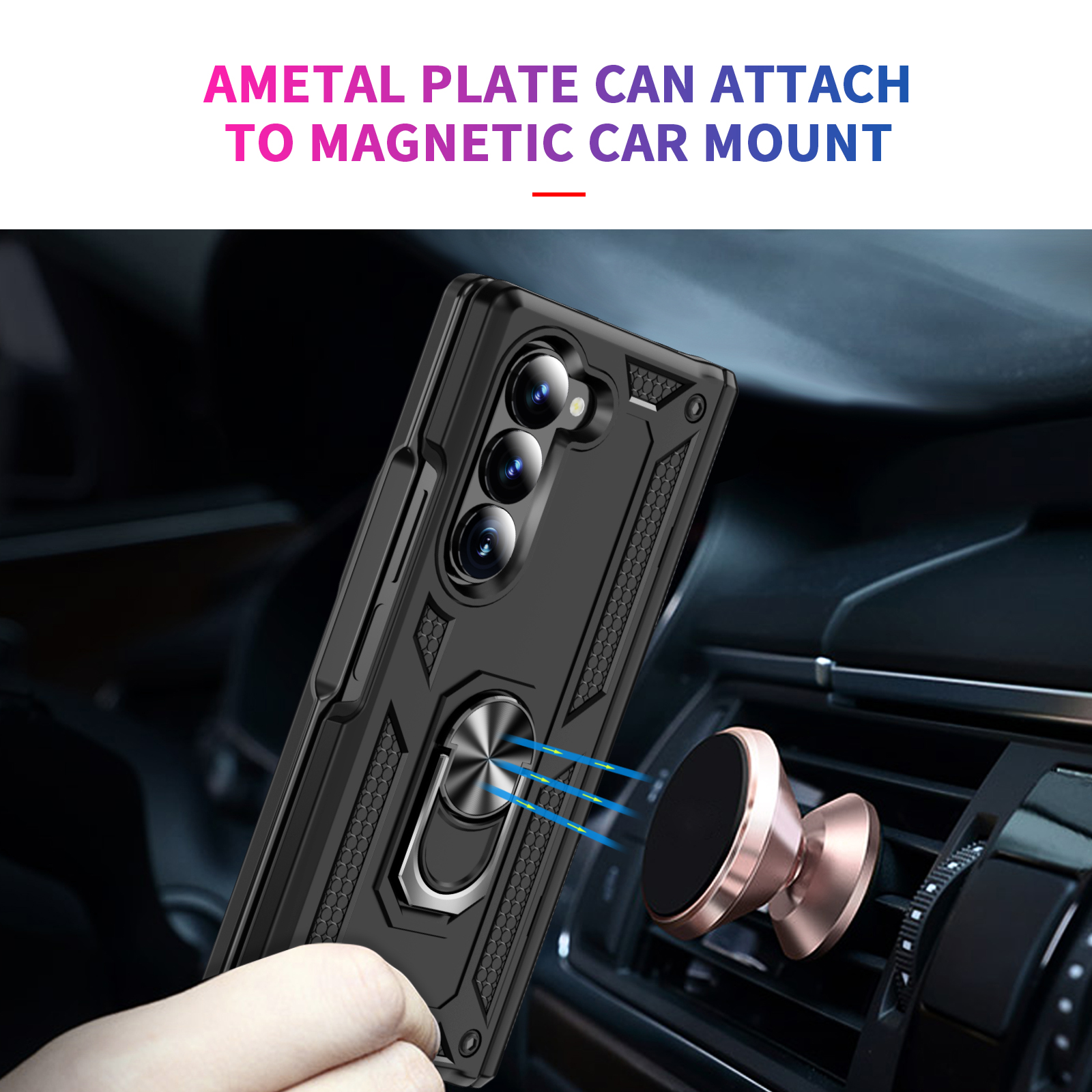 Military Shockproof Heavy Duty Cases Hybrid Armor Ring Stand Magnetic Car Mount Shockproof Rugged Cover For Samsung Galaxy Z Fold Flip 7 6 5 5G Fold7 