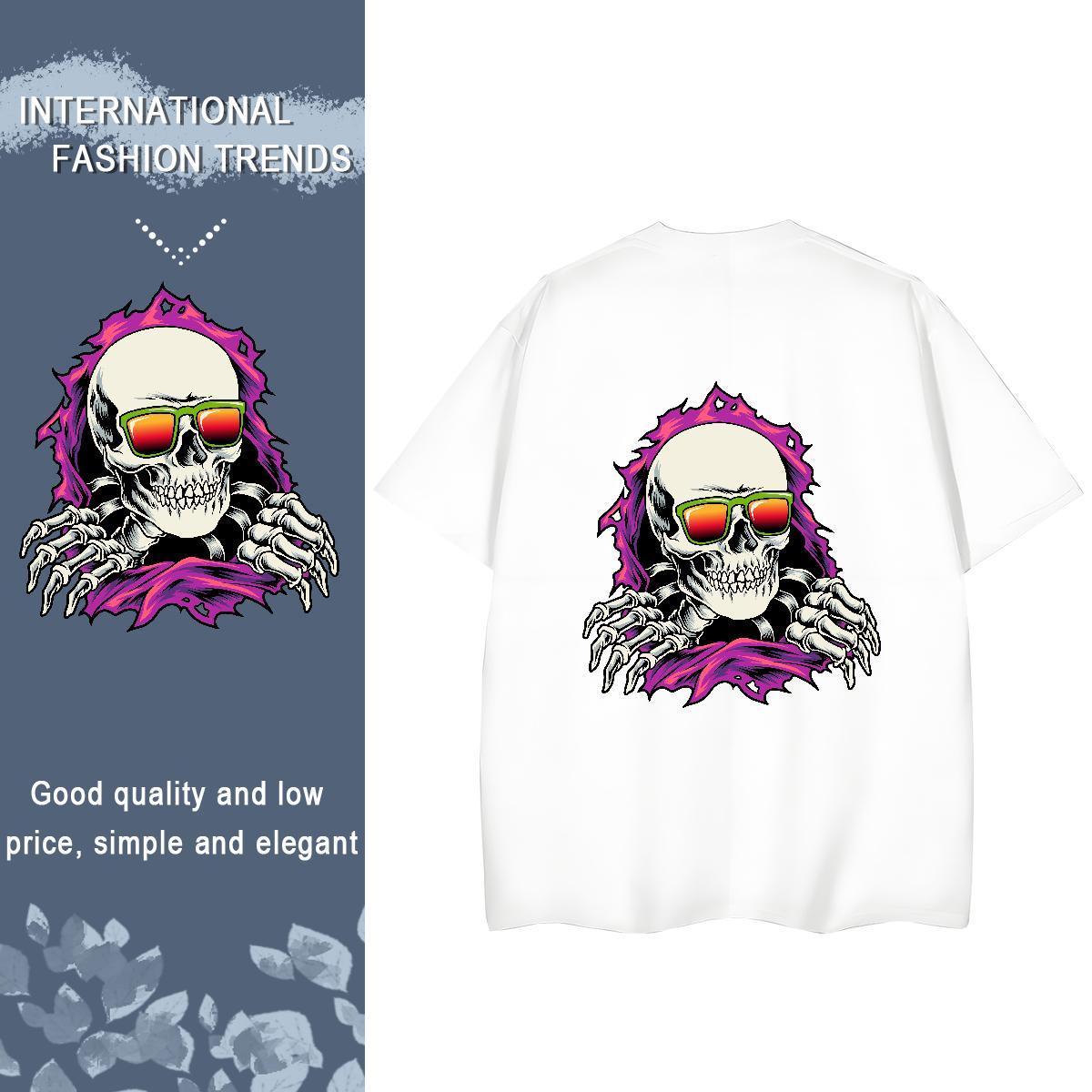 Fashion Casual T-Shirts for Women 100% Cotton 230g Breathable Street skull Woman Tshirt Free Shipping DIY Printed Clothes
