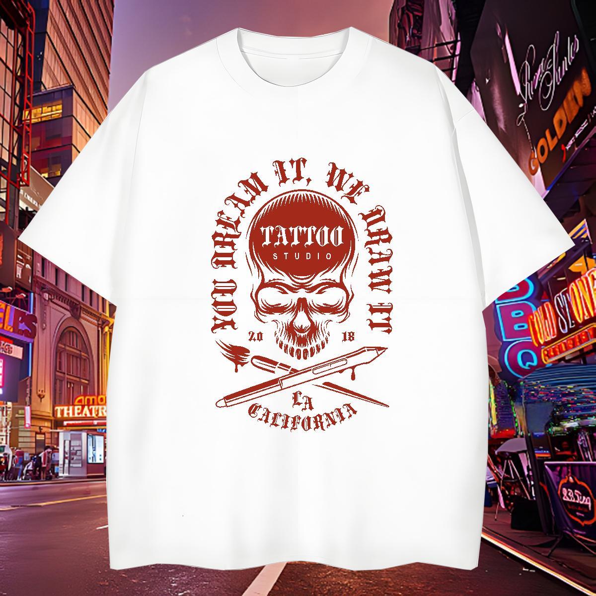 Unisex Mens T Shirts 100% Cotton 230g skull Casual Customized Breathable Crew Neck Men Tops Tees Classic Casual Wear