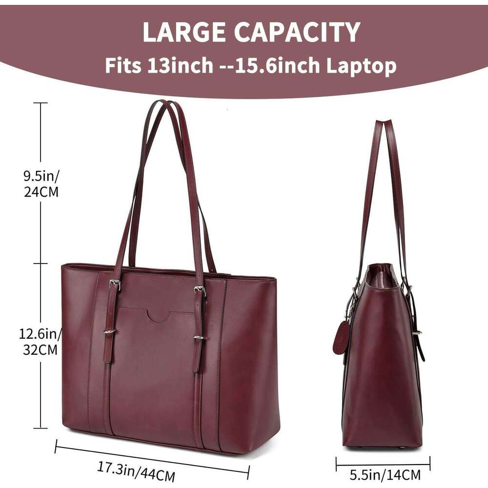 for Women, PU Leather Water Resistant Travel, Work,Teacher Tote Bag Fits 15.6 inch Laptop