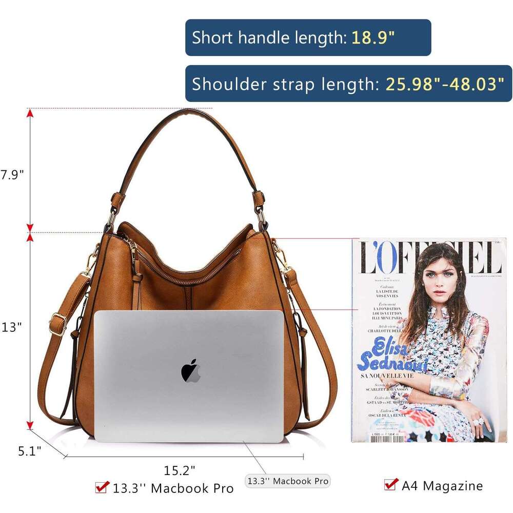Handbags for Women Large Ladies Hobo bag Bucket Purse Faux Leather