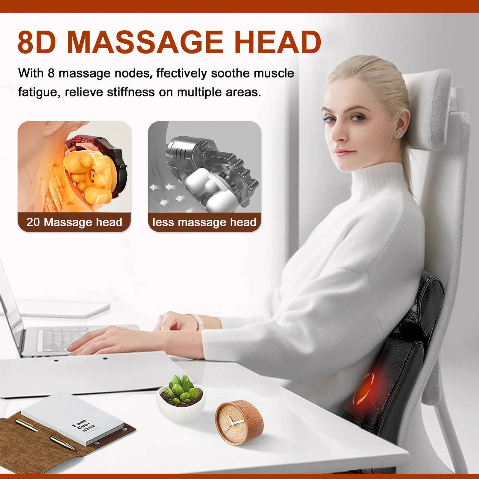 Back massager Acupressure electric massage pillow for back and neck equipped with deep massage used for back neck shoulder and body muscle pain. 24100