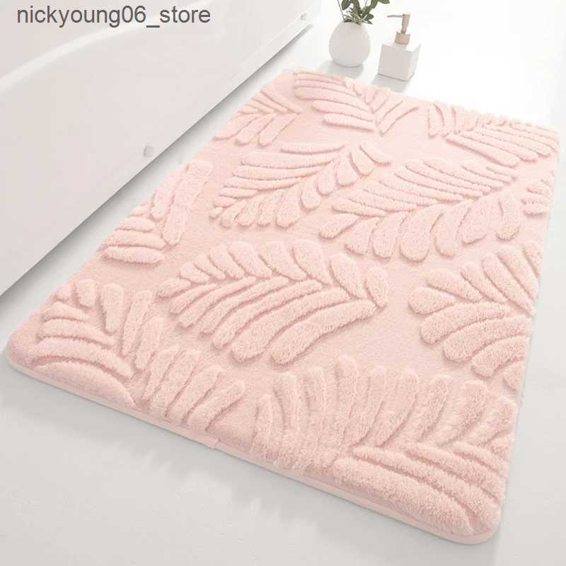 Non-Slip Bath Mats Fresh Green Color Home Bathroom Carpets Toilet Floor Antislip Rugs Doormat Bath Mat Fluffy Touch Feeling 40x60 cm 50x80cm L240910