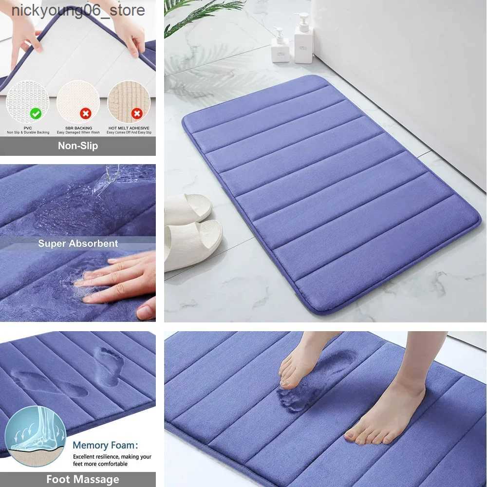 Non-Slip Bath Mats New Super Absorbent Bath Mat Memory Foam Carpet Non-slip Bathroom Rug Bathtub Side Floor Rugs Shower Room Doormat Toilet Footpad L2